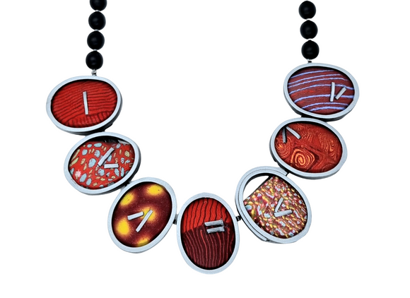 Brushed Partially Filled Oval necklace (medium)